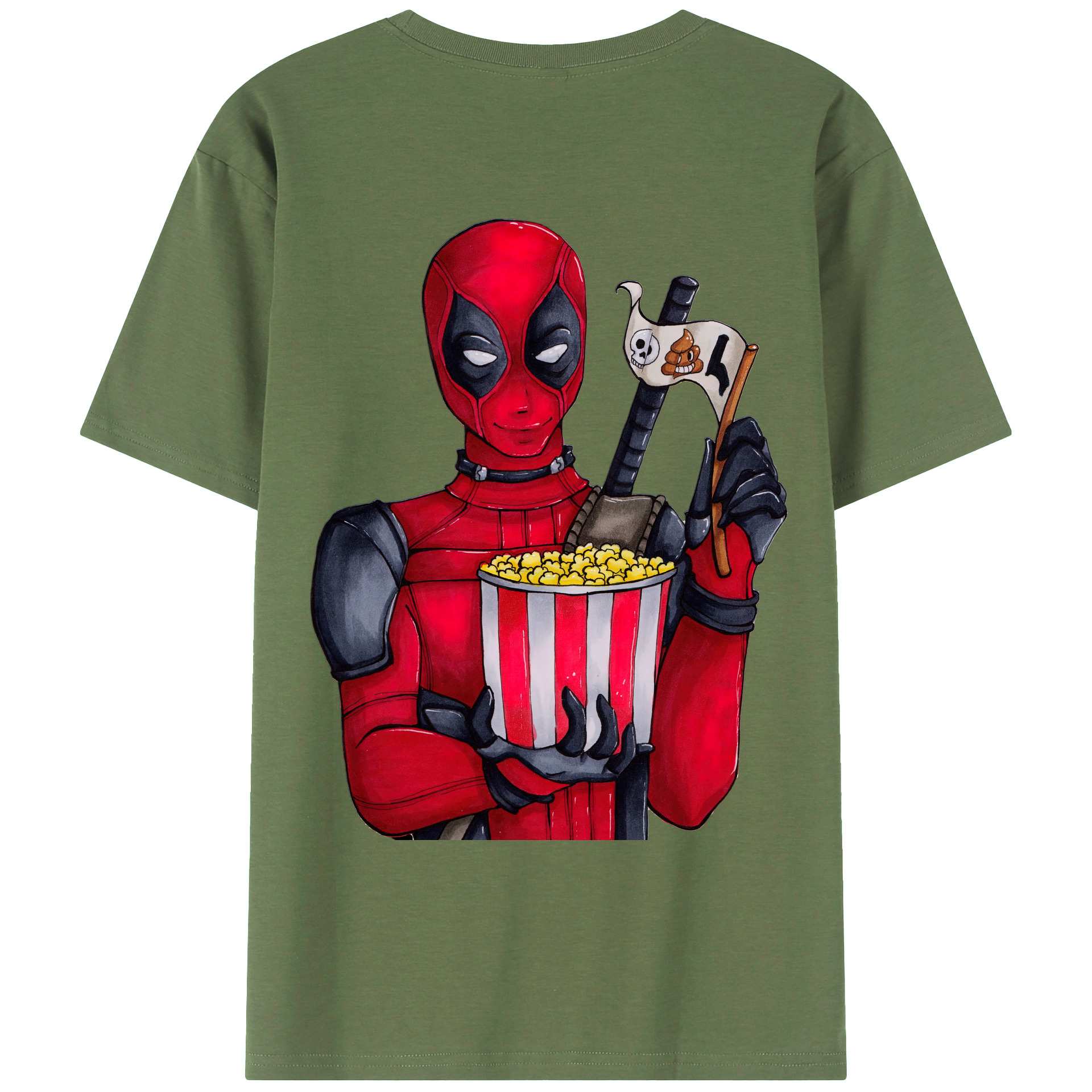 （画像用） Deadpool デッドプール 綿100％ メンズ半袖Tシャツ（バックプリント） 通気性